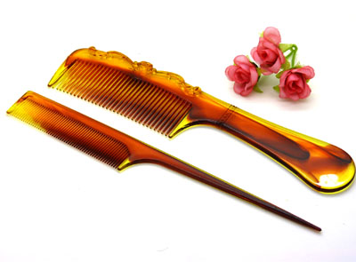 美发必备 对梳 尖尾梳 日用梳子 树脂梳子简约----829树脂对梳