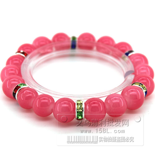 果冻彩钻-西瓜红水晶手链 西瓜红 玛瑙砗磲玉髓