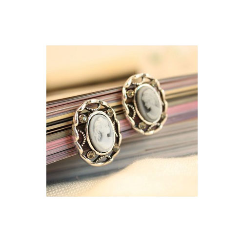 女皇头像镶钻耳钉 耳饰 欧美饰品复古