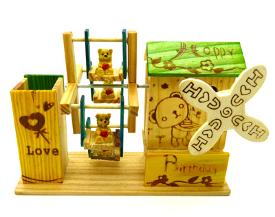 木质彩绘多功能笔筒 办公文具 时尚笔筒/12-16音乐笔筒彩杠