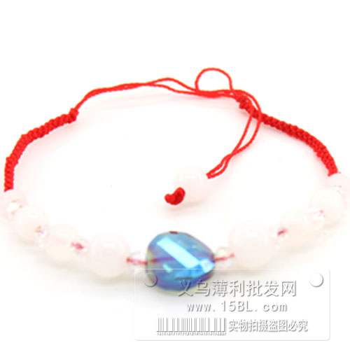 红绳手链 水蓝 手编本命年 辟邪转运保平安