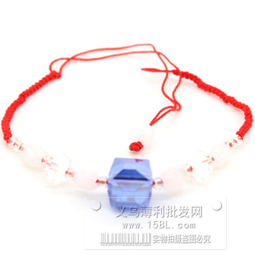 红绳手链 蓝色 转运珠 简约 编织红绳招财绳