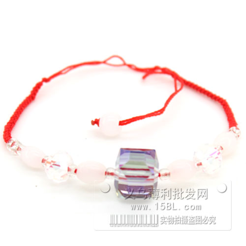 红绳手链 淡紫 转运珠 简约 编织红绳招财绳