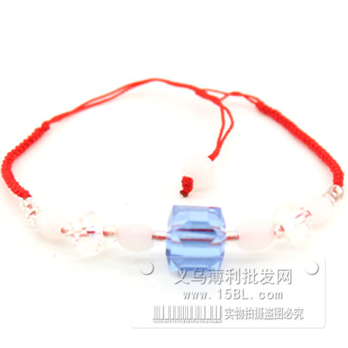 红绳手链 水蓝 转运珠 简约 编织红绳招财绳