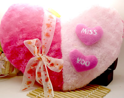 可爱心形靠垫 抱枕 结婚/情人节礼物 沙发汽车靠垫 /双心抱枕