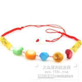 红绳手链  淡黄色 五彩...
