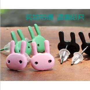彩色萌兔耳钉 韩风最炫色...