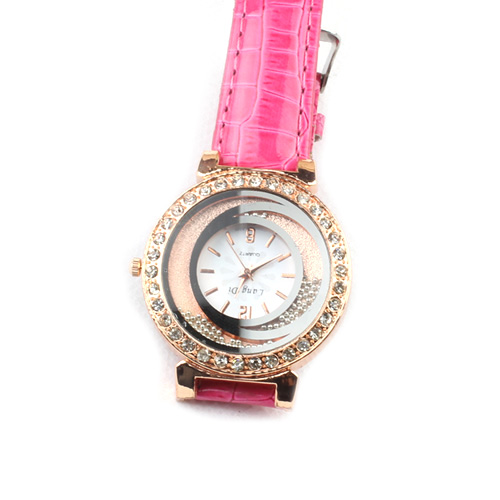 镶钻真皮带表香港手表女表石英表女士时装表-3