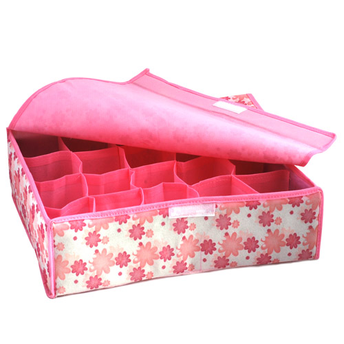 粉色小花20格软盖收纳盒