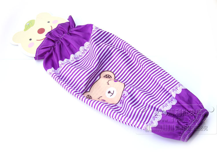 可爱小熊长袖套/秋冬条纹棉质袖套/卡通长款套袖/防污袖套女/防污套袖