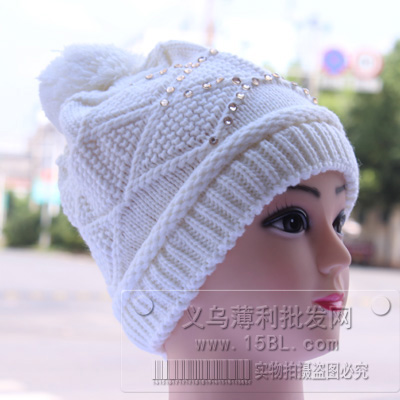 镶钻保暖帽/针织帽/秋冬帽/针织帽/新款韩版帽子批发