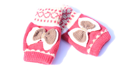 蝴蝶结露指针织手套/半截电脑手套/半截手套/可爱女生超大蝴蝶结无指手套