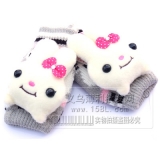 可爱立体兔子露指手套/针...