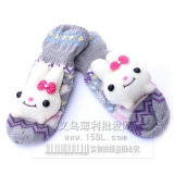 可爱加厚毛绒兔子手套/保...