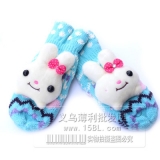 可爱加厚毛绒兔子手套/保...