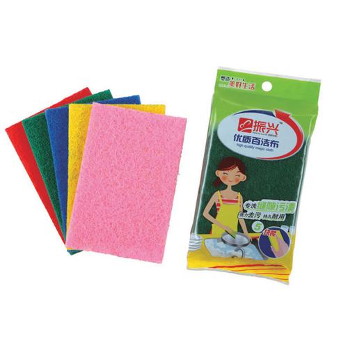 振兴五片装彩色百洁布/清洁刷碗布（A-220）