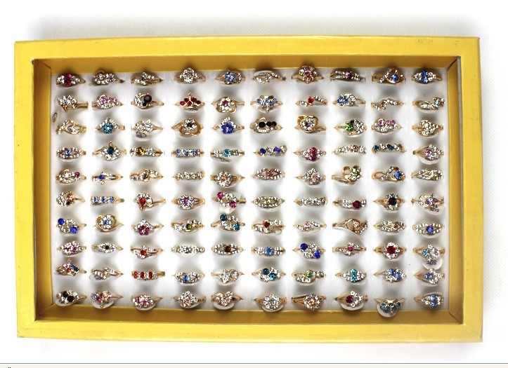 高端 保色仿黄金戒指/求婚戒指/高档水钻/保色金戒指