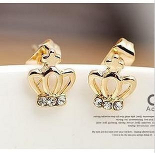 镶钻小皇冠耳钉 耳饰可爱 韩国饰品批发