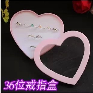 桃心36孔戒指盒/高档首饰耳饰展示盒36孔戒指盒/耳钉盒/精品礼品
