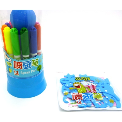 优质精品12色喷喷笔/水彩笔喷绘笔/可水洗喷色笔/728-12喷画笔