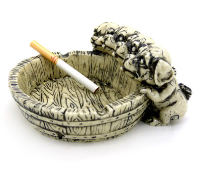 创意时尚立体仿古石头树脂烟灰缸 摆件 -4个小狗烟缸