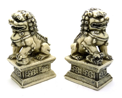 宫门狮摆件  家居风水复古铜狮子 装饰品摆设 -白台狮子