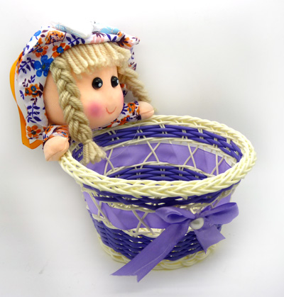 糖果篮草编篮子  纽扣针线收纳筐 糖果零食筐 -美女抱篮