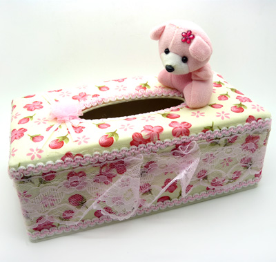 卡通小熊 红粉佳人  蕾丝布艺汽车 纸巾抽 -长纸巾盒