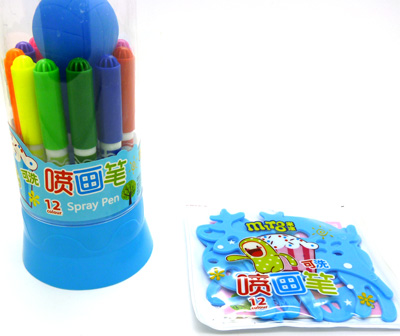 优质精品12色喷喷笔/水彩笔喷绘笔/可水洗喷色笔/728-12喷画笔