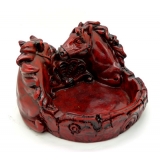 创意马图腾烟灰缸摆件家居摆设 工艺烟缸 -红木双马烟