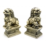 宫门狮摆件  家居风水复古铜狮子 装饰品摆设 -白台狮子