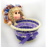 糖果篮草编篮子  纽扣针线收纳筐 糖果零食筐 -美女抱篮