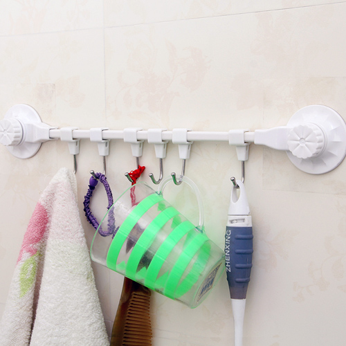 家用厨卫强力吸壁塑管六连挂钩（1715）