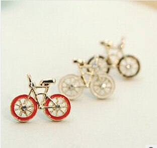 精美镶钻时尚可爱自行车小耳钉/耳环/韩版小饰品 时尚个性小巧 热卖耳饰
