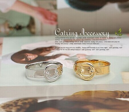 韩国饰品 韩版独特的皮带式型人指环 潮人皮带扣戒指 批发