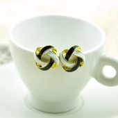 新款韩式时尚 时尚黑白滴油相互交织 耳钉