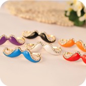 欧美时尚复古韩版精致热卖彩色小胡子镶钻双指女士戒指0.008KG