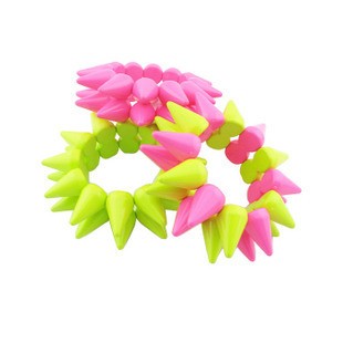 欧美风 荧光色 可爱糖果色子弹头光芒朋克 手链 9色可选