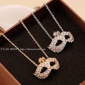 韩版精美时尚 精致典雅 镶钻魅惑狐狸面具项链 毛衣链