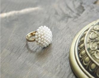 简约半圆珍珠项链 时尚蘑菇头戒指