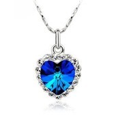 c1-1008 韩国饰品 疯卖优美高贵梦幻海洋之心水晶项链 锁骨链 9g