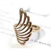 日韩可精美爱翅膀造型镂空树叶羽毛一帆风顺镂空戒指情侣款指环