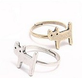 韩版饰品复古 呆萌小猫咪开口戒指 指环 女 1g