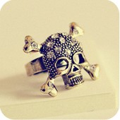 欧美饰品 个性摇滚朋克骷髅头戒指开口 14g