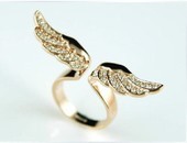 欧美外贸饰品 时尚金色水钻翅膀戒指