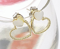 韩国饰品 贝壳心型心心相印/耳钉/耳环 耳饰 两色可选