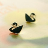 优雅淑女黑天鹅蝴蝶结时尚个性耳饰/耳钉