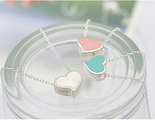 韩版饰品 韩国精美女生饰品小桃心滴油项链 可爱心女式项链