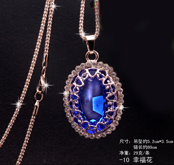 931幸福花毛衣链 韩国可爱百搭猫眼石长款项链千朵饰品