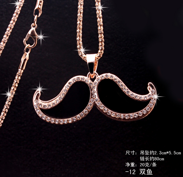 933双鱼胡子毛衣链 韩国阿凡提可爱猫眼石长款项链千朵饰品